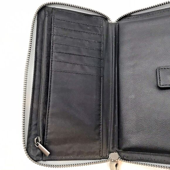 VTG. Yik Gung Blue Jean Y2K Denim Zip Around Wristlet Wallet Travel Organizer - Picture 8 of 9